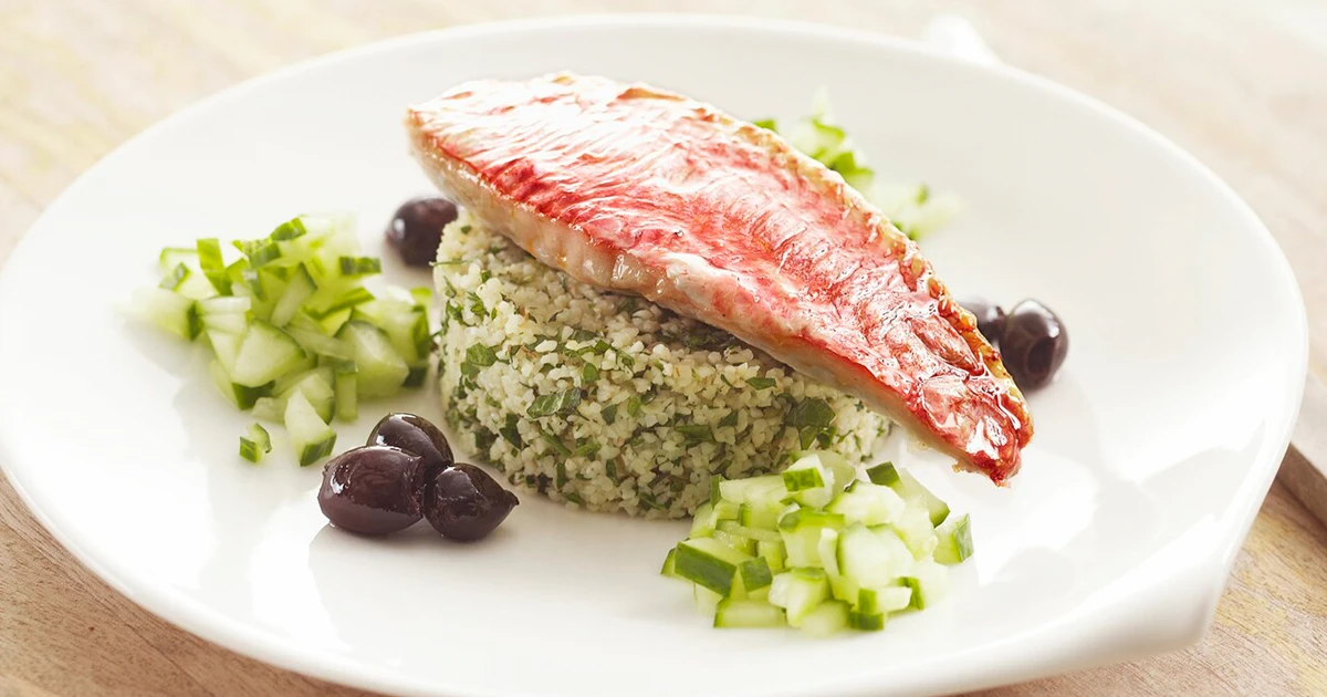 Tabouleh salade met gebakken mul.